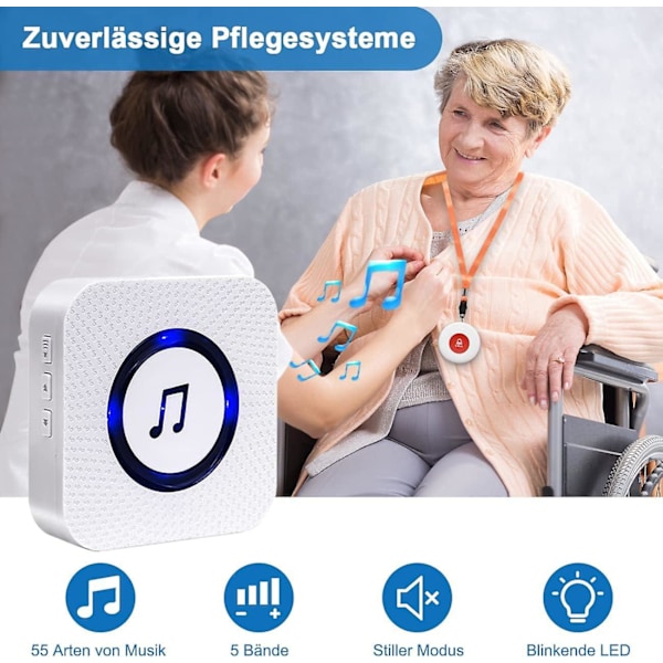 Ældre nødkald knap/Ældre alarm armbånd/Kald knap/Trådløs personsøger/Ældre summer/Hjem