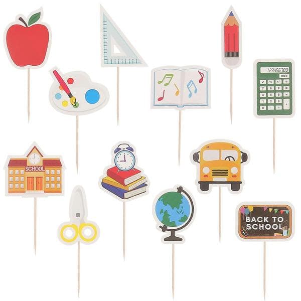 24 stk. tilbage til skolen cupcake-toppere DIY kagepynt madforretter