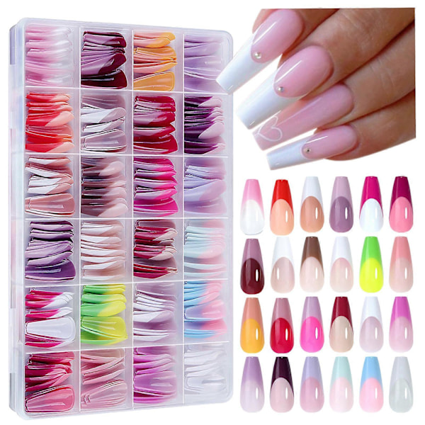 288 st Sömlös Bärbar Nagelkonst Avtagbar Nagelkonst Falsk Nagelkonst Naglarna för Kvinnor och Flickor Flye2630 Multicolor One Size