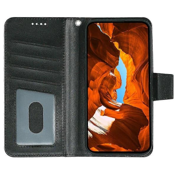 TKdaddy For Honor X5c Plus Etui Stativ Kortholder Pung Læder Telefoncover Sort