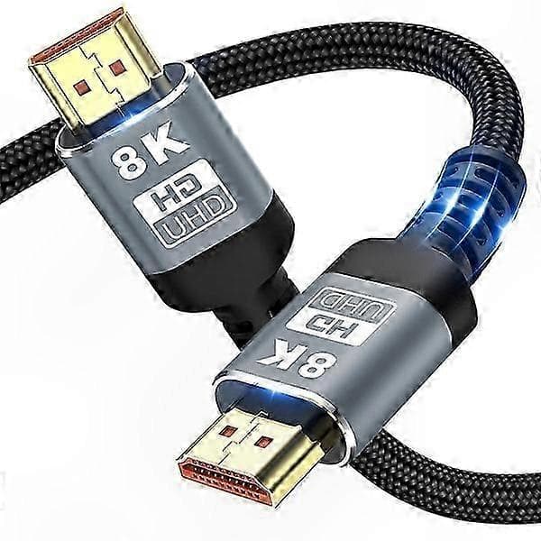 8K HDMI 2.1 flätad kabel, 48 Gbps höghastighet, stöder 4K@120Hz & 8K@60Hz, HDR10, HDCP 2.2/2.3-kompatibel
