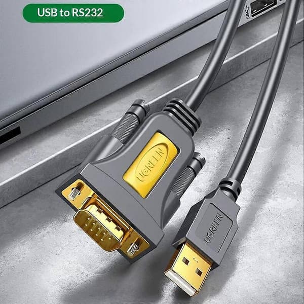 UGREEN 20201 1.5m USB til RS232 seriel adapterkabel USB-A til DB9 hun 9-benet konverter til printer / router / scanner MultiColor