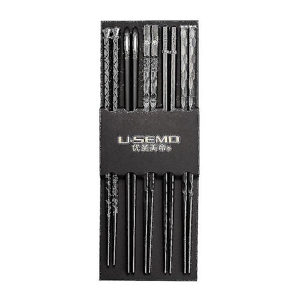5 par legeret lasergravering spisepinde Skridsikre genanvendelige sushi sticks
