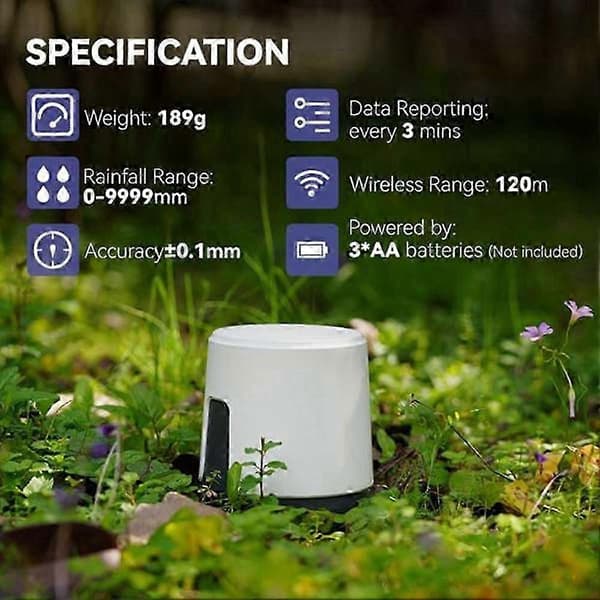 RAINPOINT Smart regnsensor trådlös digital övervakning med app noggrann regnmätare övervakning White
