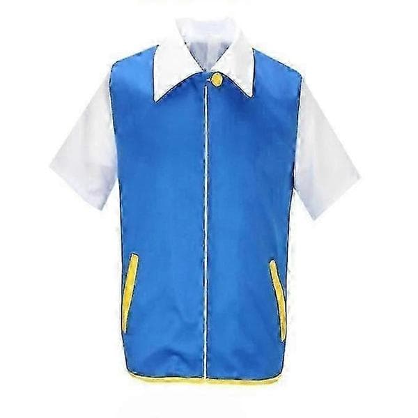Blå Jacka Ash Ketchum Anime Tränare Kostym för P-PokemonING Go 130 cm