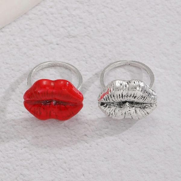 Rød Læbe Skulptureret Statement Ring til Kvinder, Fedt Kys Design, Romantiske Pop Art Smykker til Aftenbrug B