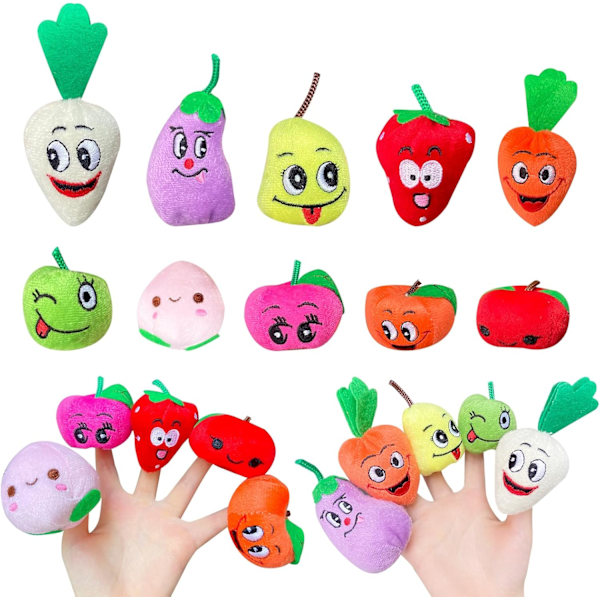 10 stk. fingerdukker til småbørn, bløde plysdyr fra havet fingerdukkelegetøj til historietid legetid shows festartikler, pædagogiske dukker 10 Pcs Fruit Finger Puppet