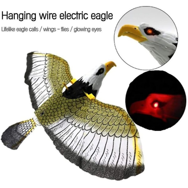 Elektroninen lentävä kotka, valoisa riippuva lintu musiikilla, tuholaisia ​​karkottava Garden Decro (1 kpl, keltainen)