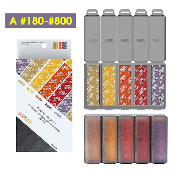 Dspiae Craft Tools Sanding Sponge Kit Model Sandpapers Set Uk A-180-800