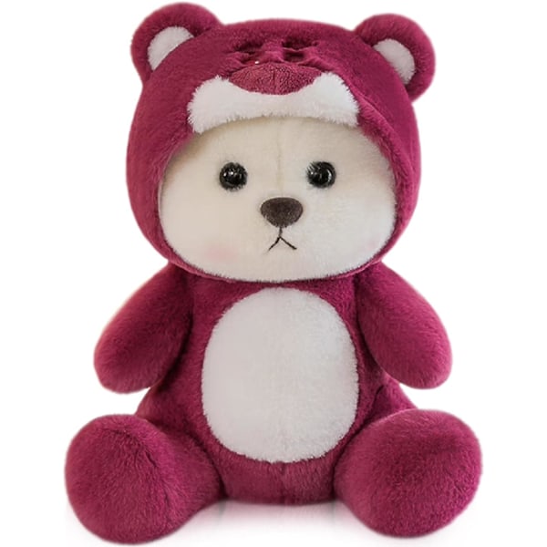 Rosa bamse plysjdyr, bamse plysjdyr med avtagbar lue, sove bursdagsgave for gutter og jenter (10,2 tommer)