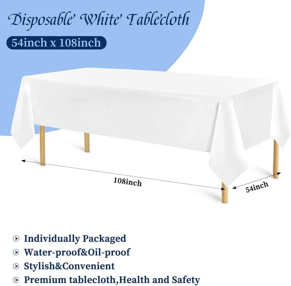 10-pack enfärgade dukar (vit 137*274cm) för bord