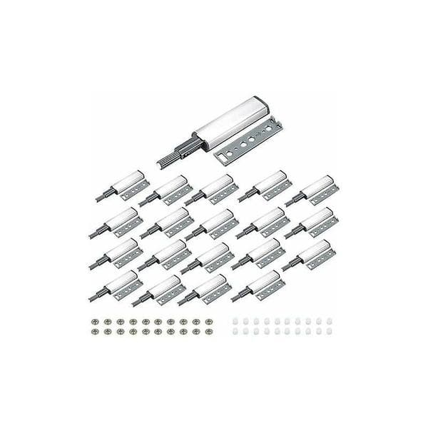 20 stk. Push-to-Open Magnet Push-to-Open Skabslåge Magnetisk Lås, Dæmperbuffer til Skuffe, Åbner og Lukker Døren med Tryk til Skab