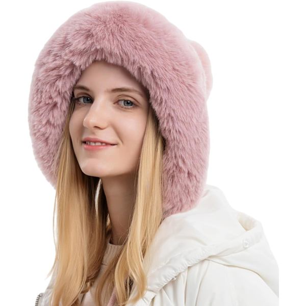 Dam vinter Peruvian öronbeklädnad Beanie Hat Öronklaffar Sherpa Skidmössa Stickad Fleecefodrad 3 Pom Pink Solid One Size