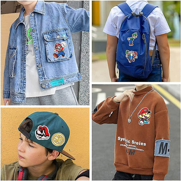 Stryge på patches, 20 stk. Mario Bros broderede applikation patches sy på stryge på patches Diy dekoration patches til tøj, jakke, sko, taske, kasket