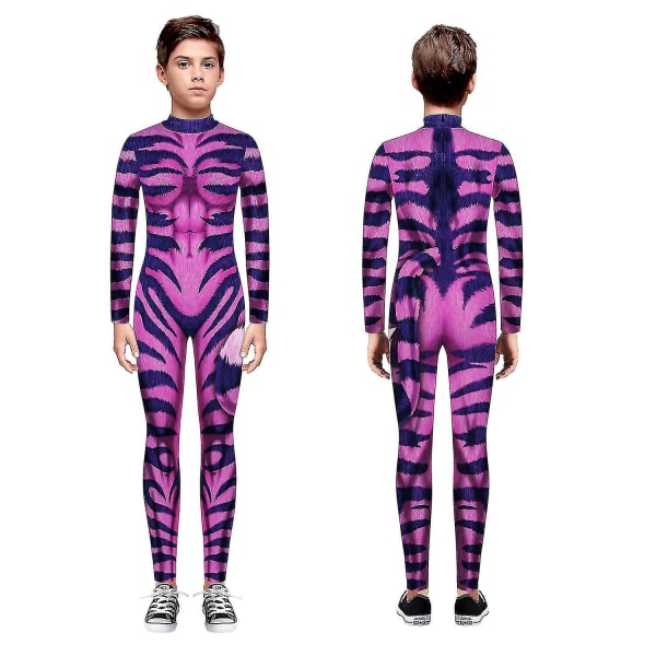 Halloween-skelet-kostume til børn og voksne, behagelig Onesie Jumpsuit-125cm-130cm-pink