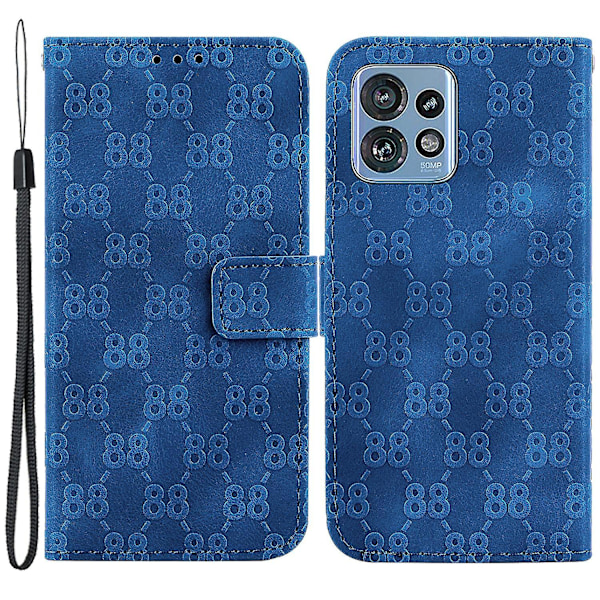 Läderfodral med stativfunktion för Motorola Moto X40 5g/edge 40 Pro 5g/edge+ (2023) Dubbel 8-formad prägling Plånboksfodral Dark Blue
