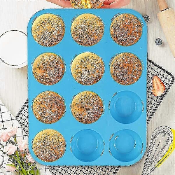 Sæt med 3 fleksible muffinforme til nem bagning og rengøring