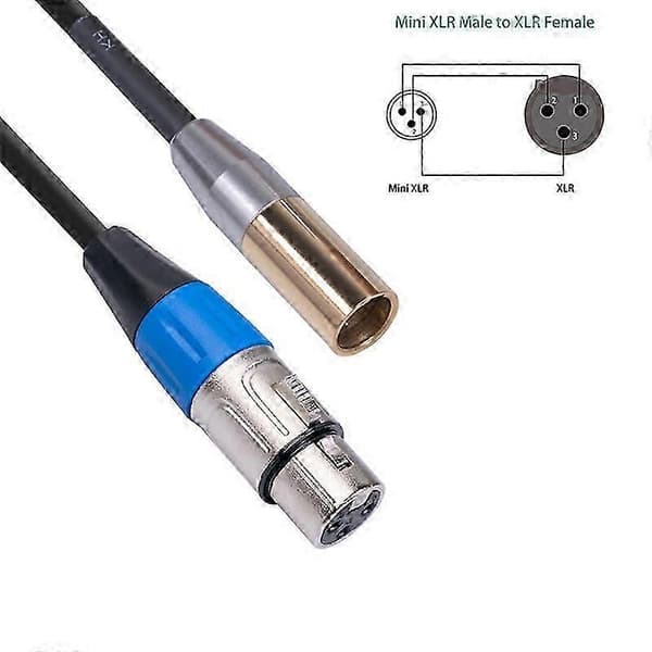 REXLIS 1FT Mini XLR han til XLR hun adapterkabel, 3-benet Mini XLR til XLR videokabel, til BMPCC 4 black
