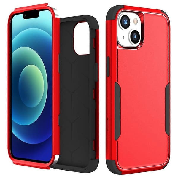 Commuter TPU + PC Telefon Cover Til iPhone 15 Red Black