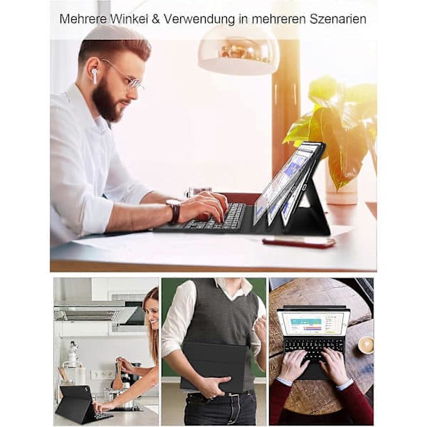 Trådløst Bluetooth-tastatur for Samsung Galaxy Tab A9 Plus - Avtakbart magnetisk deksel kompatibelt med Tablet A9 Plus [JUN]