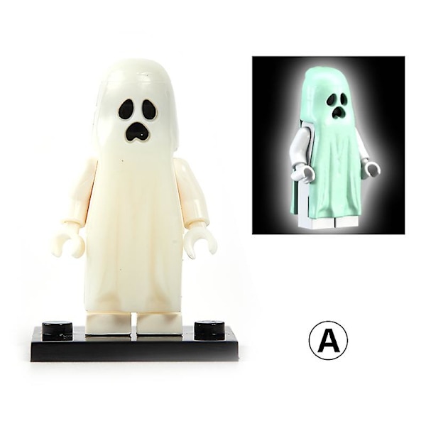 Halloween-seriens byggeklodser Lysende smilende spøgelsesmodel Actionfigurer Yellow 1pc-A