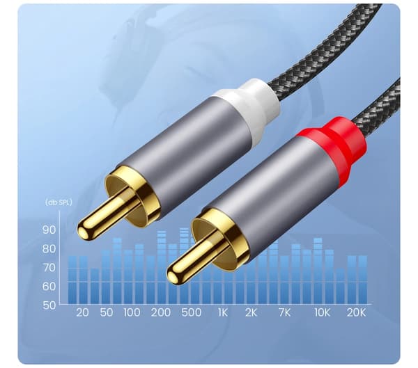5m RCA-kabel 3,5 mm til 2RCA splitter 3,5 jack til 2 RCA han lydkabel