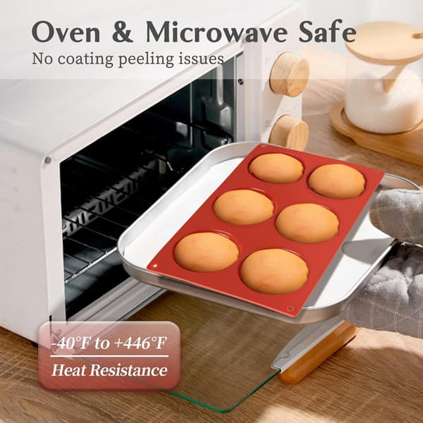 2 stk. Mini Bageforme til Bagning, 6-Huls Silikone Vaffelformet Bundtform Non-Stick Silikoneforme til Muffins, Donuts, Je