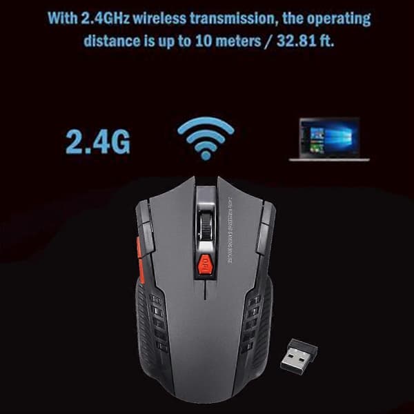 Mus Trådløs PC Optisk Rull + USB GHz for Bærbar Datamaskin Red
