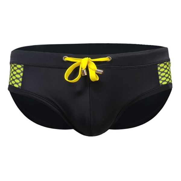 Herr Sommar Badkalsonger Låg Midja Dragsko Sexiga Badkalsonger Prickmönster Sömmar Badbyxor Black 2XL