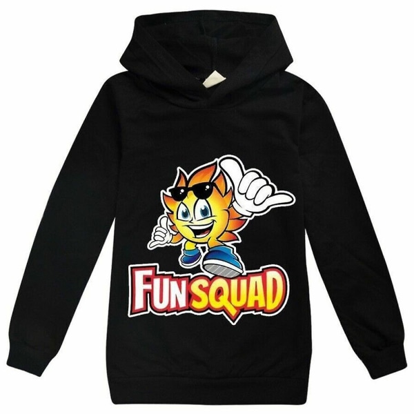 7-12 år Børn Drenge Piger Fun Squad Gaming Sweatshirt med hættetrøje Toppe Gaver Black 11-12 Years