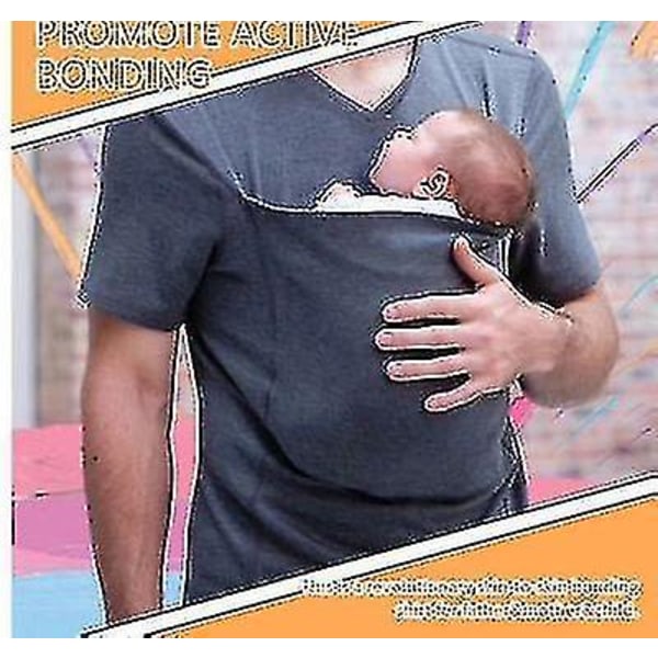 Kangaroo Large Pocket Vest T-shirt Herr Kvinnor Pappa Mamma Care Bonding Shirts Black men S
