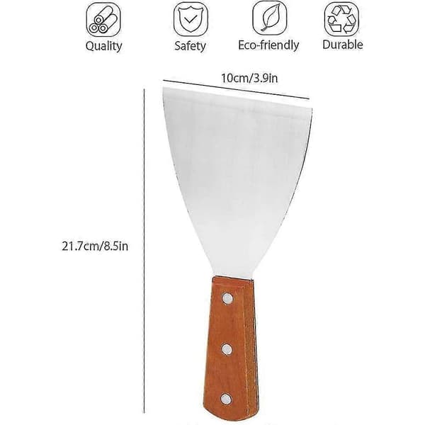 Grillspatel i rustfritt stål med trehåndtak for griller