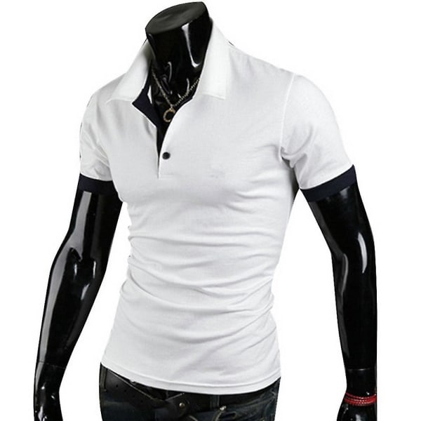 Kortermede poloskjorter for menn Golfoverdeler Bluse Summer Casual Workout T-skjorte T-skjorte White S
