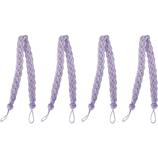 4-Pack Curtain Ties 23 Inch Curtain Holder Window Tassels Tiebacks Clips Decorative Rope Curtain Holder, Purple