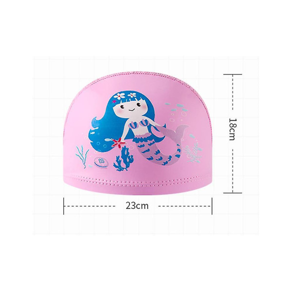 Barn Pojkar Flickor Printed Slitstark Elastisk Badhatt Badkläder Sommar Pool Strand Söt Vattentät Cap Mermaid