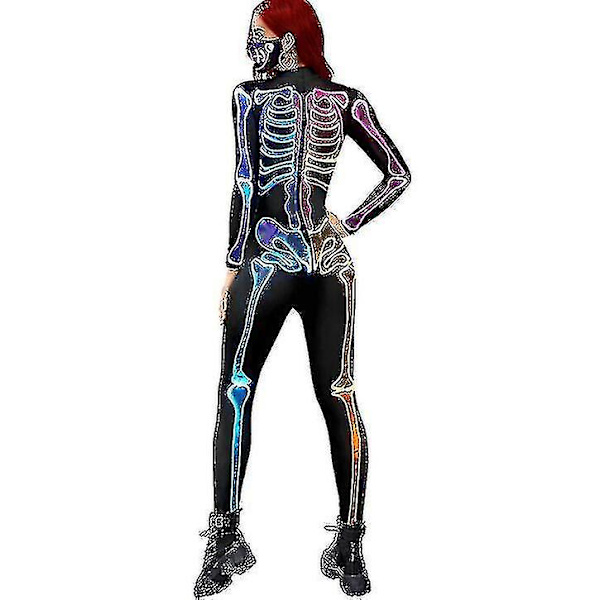 Kvindernes 3d Skelet Halloween Kostumer Cosplay Jumpsuit Bodysuit L