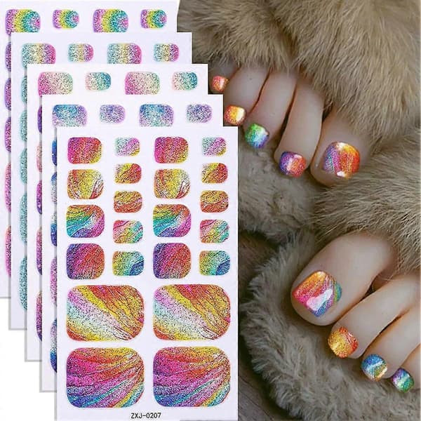 Regnbuegradient tåneglklistremerker selvklebende vannavstøtende glitrende style 2