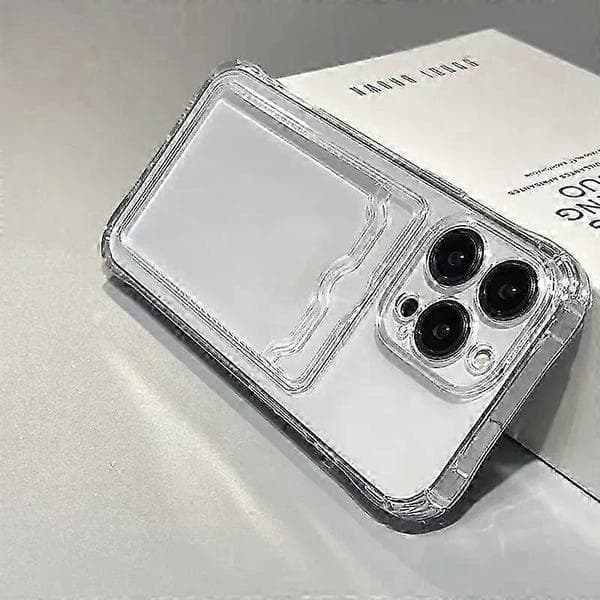 Stötdämpande silikonfodral med kortplats för alla iPhone 15-modeller Transparent iPhone 15