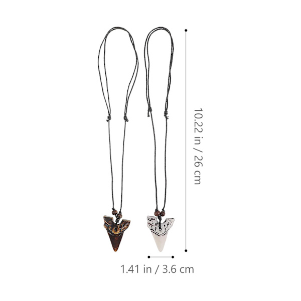 2kpl Shark Tooth -kaulakorut miesten kaulaketjut Cool Beach kaulakorut pojille Assorted Color 26x3.6CM