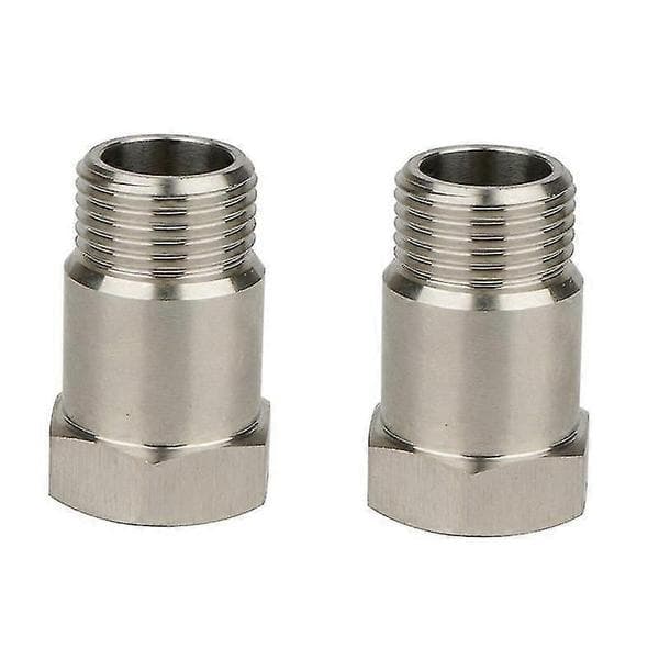 2 stk M18x1.5 gjengeadapter i rustfritt stål, oksygensensoradapter Oksygen O2-sensor Silver