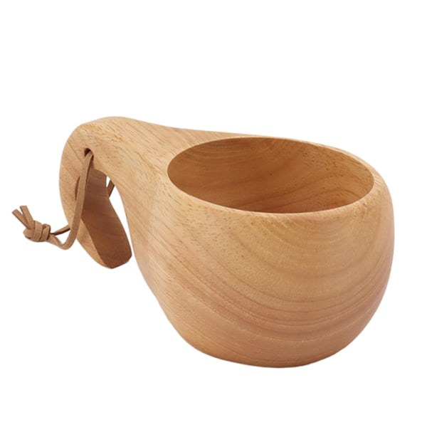 Wooden Camping Cup With Handle Hand Polishing Beautiful Wood Grain Eco Friendly Coffee Mug For Hiking