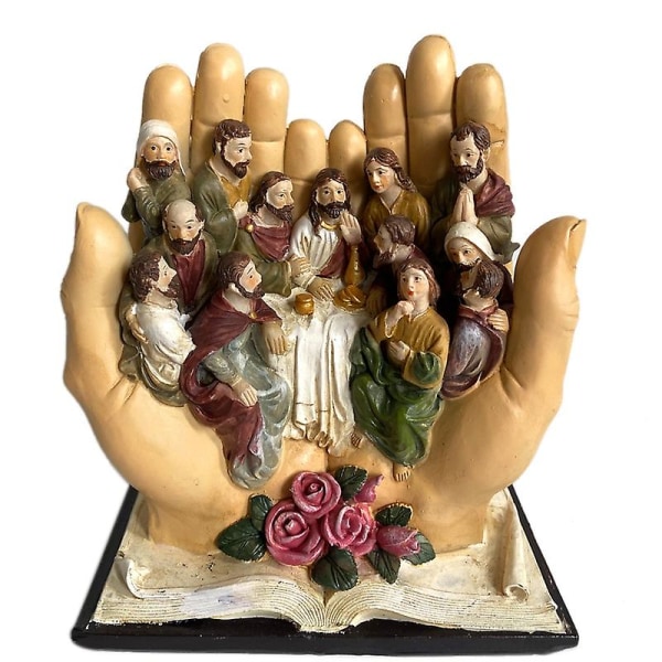 Den sidste nadver scene Jesus og de 12 disciple religiøs statue Kristen katolsk figurudsmykning As Shown