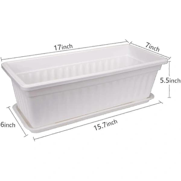 5-pack 43 cm Vit Blomlåda Fönsterlåda Plast[co]