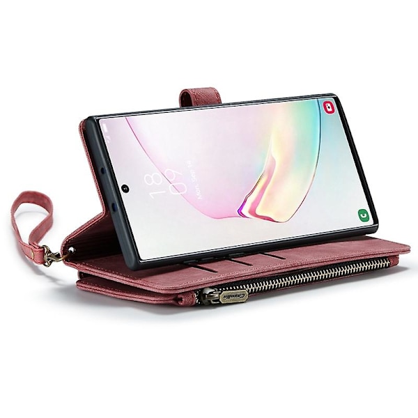 For Caseme Samsung Note10 Plus 4G/5G C30-serien Ny glidelås lommebok stil lærveske Red Samsung Galaxy Note 10 Plus 5G