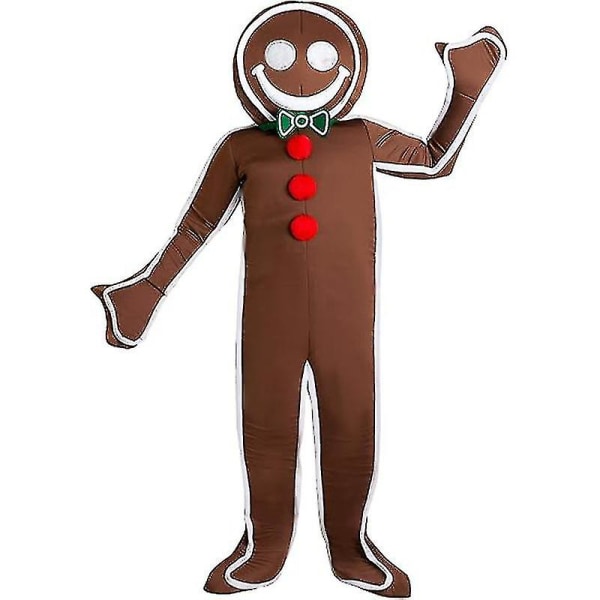 Iced Gingerbread Man kostym för vuxna, julkaka kostym M