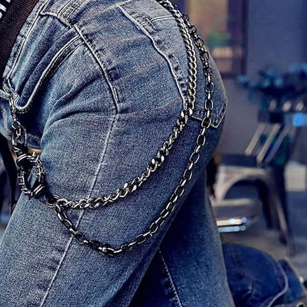 Unisex punkkedjor för byxor Motorcykel Punkbyxor Byxor Jean Wallet Chain Hip Hop Gothic Rock Nyckelring Metall Multi Layer Nyckelring