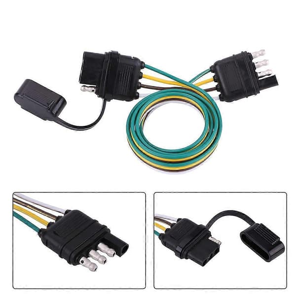 6-24V 4-pins flat tilhengerpluggkontakt ledningsadapter for campingvogn tilhengerfeste