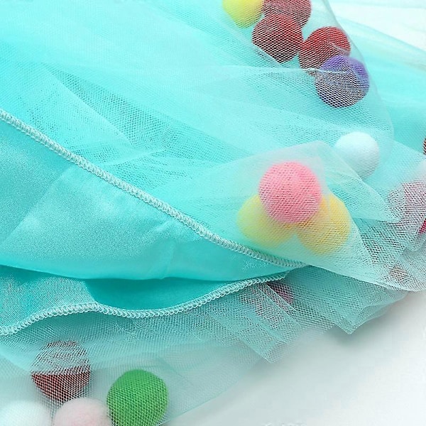 Piges Tutu Skørt med Pomponer - Lagdelt Tulle Prinsesse Skørt Green 12-24 M
