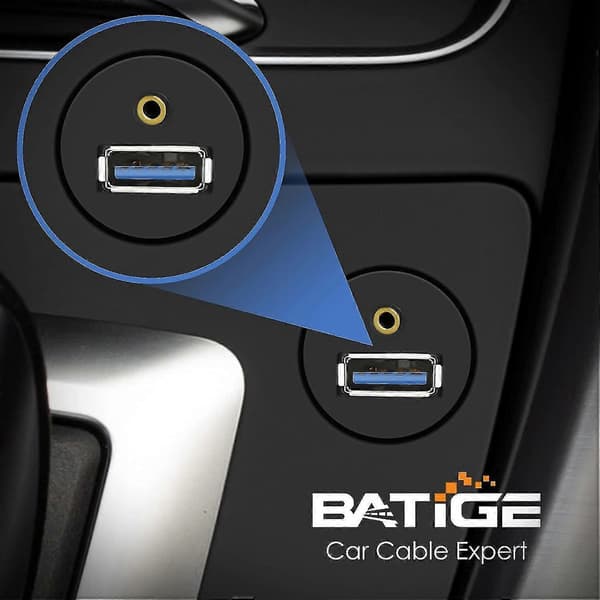 USB 3.0 og 3.5mm Bilmontering Flush Kabel 3.5mm + USB3.0 Aux Forlengelse Dashpanel