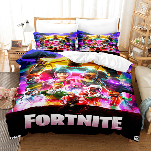 Tegneserie børnespil Fortnite dynebetræk sengetøj 3D digitalt tryk tredelt sæt 22 140*210